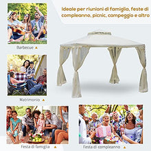 Outsunny Tenda Gazebo da Giardino con Zanzariera, Struttura in Metallo Copertura in Poliestere, 294x294cm, Beige