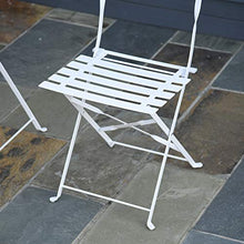 Outsunny Set 3 Pezzi Tavolino con Sedie da Giardino Pieghevoli, Mobili da Esterno in Metallo, Bianco