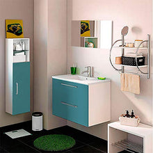 Homemania HOMRAN_5276 Mobile Bagno Happy da Parete, da Bagno, Blu, Bianco, Cromo, in Legno, Ceramica