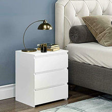 EBTOOLS - Comodino bianco con 3 cassetti in legno, 45 x 38,2 x 56 cm