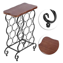 Portabottiglie, Supporto per organizer da 13 bottiglie autoportante Ripiano per liquori da appoggio in Legno e ferro, 35x19x53 cm