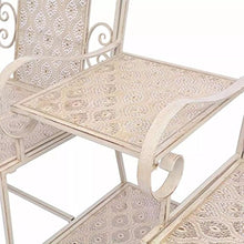 SHENGFENG Panca da giardino bianca, sedia a 2 posti, in acciaio, panca per sedersi, panca da esterno, 161 x 58 x 90 cm