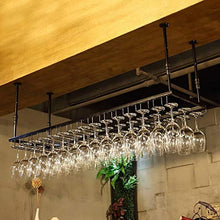 COLiJOL Scaffale per Vino Scaffale per Vino in Stile Semplice Scaffale per Bicchieri da Vino in Ferro da Appendere Scaffale per Decorazione a Soffitto per Bar, Ristoranti,Nero,60 * 35 cm
