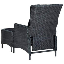 Tidyard Poltrona Relax con Poggiapiedi,Lettino da Giardino Reclinabile in Polyrattan,Sedia da Giardino con Cuscini,Braccioli e Schienale,57 x 88 x 100 cm,Grigio Scuro