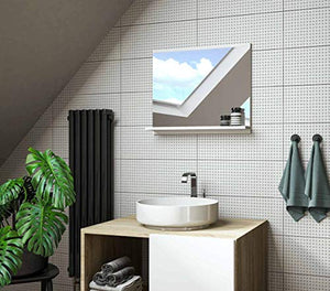 DOMTECH - Specchio da pare per bagno con mensole, colore bianco