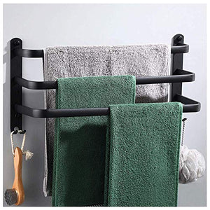 Portasciugamani da parete,Nero 3 strati Porta asciugamani da bagno Spazio alluminio Porta asciugamani autoadesivo con doppi ganci Usato per bagno Balcone cucina Portasciugamano/Scarpiera(70CM