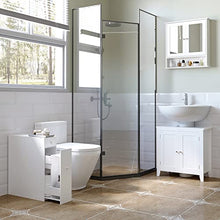 kleankin Mobiletto Armadietto a Muro con Specchio da Bagno Cucina in MDF 56 x 13 x 58cm Bianco