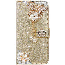 Saceebe Compatibile con iphone 11 Pro 5.8 Custodia pelle Glitter Cover a libro Glitter Diamante Strass Flip Case [Custodia corona perla farfalla] Rhinestone Portafoglio Pelle Cover Morbido,oro