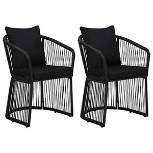Festnight 2 Pezzi Sedie da Esterno Sedie da Giardino con Cuscini Poltrona in Rattan PVC 57 x 54 x 78 cm Colore Nere