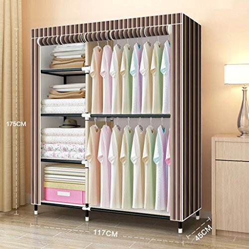Guardaroba pieghevole Mmm& Armadio di Stoffa Semplice Moderno ed Economico Dormitorio Assemblaggio Stoccaggio Telaio in Acciaio Ispessimento Tubi in Metallo (Colore : #7, Dimensioni : C)