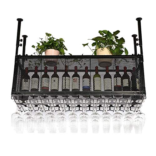 FCXBQ Scaffali mobili per Bar, scaffali per Vino, Supporto da Parete, Supporto per Bicchiere da Vino Appeso, espositore per Decorazione Bar, Decorazione per Applicazioni in Stile Vintage (Colore: