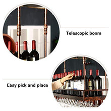 LWW Wine Rack, Wine Rack Altezza regolabile, a soffitto attaccatura del supporto di bottiglia del vino supporto del metallo ferro vetro vino Holder alta Coppa Rack Wine Glass,Nero,100 * 35CM