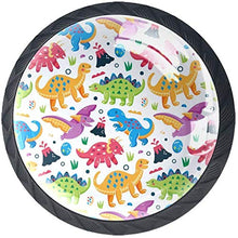 Dinosauri Cartoon Colorati Pomelli per Porta Set di 4 Pomelli per Mobili Manopole per Cassetti Cucina Armadio Vetro