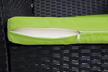 Mendler Serie Halden per l'esterno Divano Sofa 2 posti polyrattan Antracite con Cuscino Verde