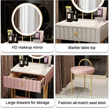 ZRN Tavolo da Trucco Tavolino Vinaty per Appartamento Piccolo, toeletta con Specchio Illuminato e Sgabello Elegance, scrivania da Trucco per Studenti, Ragazze e Donne