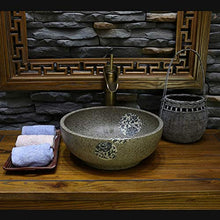 JPOYT-O Contatore Bacino Blu e Bianco della Porcellana Arte sopra Rotonda Antica Ceramica del lavabo (Contiene Solo lavandino) (Size : 40cm)