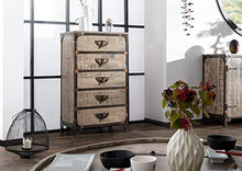 MASSIVMOEBEL24.DE Tokyo #203 Cassettiera in Legno di Mango e Ferro - Laccato/Marrone 67x40x114