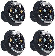 Motivo a stelle giallo bianco blu nero Pomelli per Porta Set di 4 Pomelli per Mobili Manopole per Cassetti Cucina Armadio Vetro