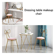 MYAOU Sgabello da toeletta con Seduta in Velluto con Struttura in Metallo Dorato, Schienale a Forma di Farfalla, sedie da Trucco per Cucina Camera da Letto, Rosa
