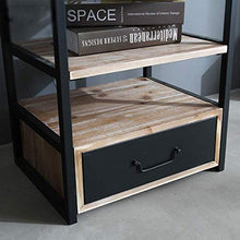 H-CAR Comodino Comodino retrò Industriale con cassettiera in Legno con Scomparto Anteriore Aperto per Camera da Letto