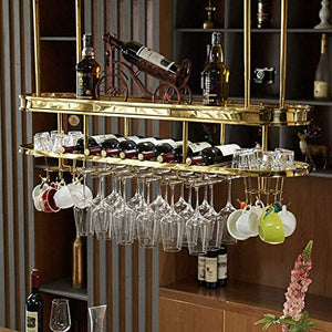COLiJOL Portabicchieri in Ferro a 2 Livelli Laminato Acrilico con Led Portabottiglie per Vino Capovolto Portabicchieri per Bicchieri da Champagne Portabicchieri per Bar Cucina Portabottiglie,60 cm (2