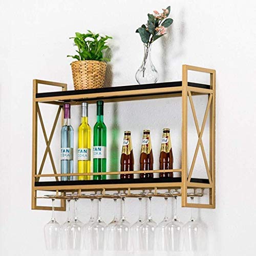 DJSMjbj Supporto del Vino Mensola con Vetro di bambù con Spazio for 10 Bottiglie 12 Bicchieri a Parete attaccatura di Legno Bottle Holder mensola Come Ripiani Decke