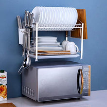 LYM &ripiano di stoccaggio Cucina Colapiatti, Posate Drain cremagliera Multifunzionale della Cucina Forniture 2 Strati Scaffalature unità Scaffale di Finitura