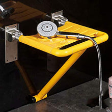 LXLAMP Sgabello Doccia Antiscivolo Regolabile in Altezza Sedia for Doccia in Acciaio a Parete, Sedile for Doccia Ribaltabile con Piedini in Gomma for Anziani e Mobilità Limitata 400 kg Giallo