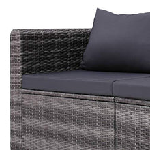 vidaXL Set Divani da Giardino 4 pz con Cuscini per Schienale e Seduta Sofa Arredi per Esterni Salotto in Polyrattan Grigio e Acciaio Verniciato