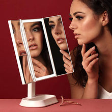 Fancii Specchio per Trucco con Luce LED, Specchio Ingranditore 1X 5X 7X - Luci LED Naturali a Intensità Regolabile e Touchscreen, Specchio Cosmetico Illuminato da Tavolo, Sora (Bianco)