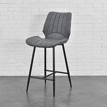 [en.casa] Sgabello da Bar Planica 102,5 x 46,5 x 51 cm Set di 6 Similpelle Alcantara Imbottito Grigio Scuro