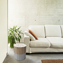 Home Deco Factory HD3716 Sgabello Rotondo, Legno, Grigio, 30 x 30 x 30 cm