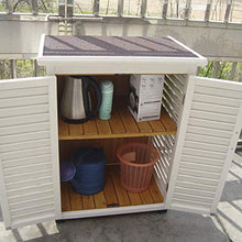 BESTSOON Armadietto da Esterno per Mobili da Giardino 2-Tier Bagagli in Legno Locker Inclinato Top Gabinetto Interni Esterni Box Balcone Impermeabile Crema Solare con Porta
