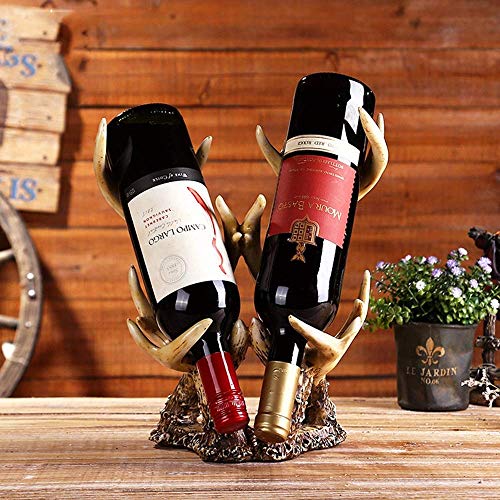 HYY-YY Nordic Home - Doppia corna ornamenti nostalgici in resina, fatti a mano, supporto da scrivania, portico, artigianato delicato e bello