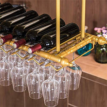 HTDZDX Bar/Pub Wine Rack Ripiani con Supporto Calici Floating - Muro Hanging Ferro Vino E Bottiglie di Vetro Cabinet Organizer - Gold Frame - Parete Soffitto Decor (Size : 150cm)