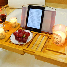 Vasca da Bagno, Scaffale Antiscivolo in Legno 70-104cm Retrattile Porta Cellulare iPad Mensola Portabottiglie da Vino, Adatto per La Casa Dell'hotel Vasca da Bagno
