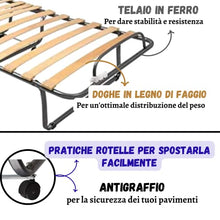 Tomaino - Brandina Pieghevole Con Materasso Ortopedico Letto Singolo Pieghevole, 80 x 190 Con Rotelle