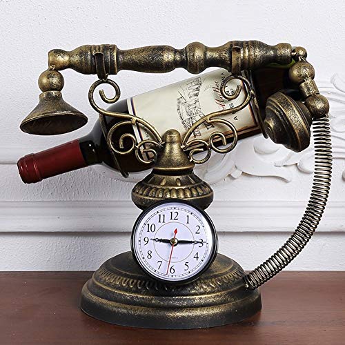 LYLSXY Wine Rack, supporto 1 Bottiglie con multifunzione Visualizzazione orologio Ripiani,Bronzo