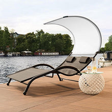 blumfeldt Dandyland - Lettino Prendisole con Parasole a Doppia Seduta da Giardino, 130 x 200 cm, Struttura in Acciaio, Cuscini Inclusi, Grigio