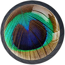 Piuma Di Pavone Colorata Pomelli per Porta Set di 4 Pomelli per Mobili Manopole per Cassetti Cucina Armadio Vetro