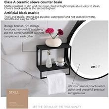 VBARV Armadietti con Specchio da Bagno, mobili per lavabo e mobili per lavabo, lavabo sopra lavabo in Ceramica, ripiano in Marmo, Specchio Rotondo con Luce, mobili di qualità