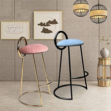 YS Sedia Sgabello da Bar Sedile Bar, Schienale Alto in Ferro con Poggiapiedi Moda Creativa da Pranzo per Pub Sweet Shop Cafe,Oro,65 cm (25,5 Pollici)