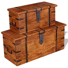 Xingshuoonline Set di Baule di archiviazione in Legno Massiccio 2 Pezzi, Grande: 83 x 33 x 37 cm