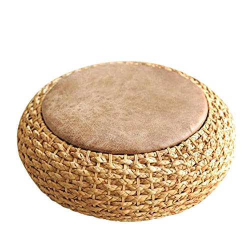GzxLaY Cuscino Tatami Cuscino da Pavimento Cuscino Yoga, Cuscino da Meditazione Rotondo Intrecciato a Mano da 40 cm Cuscino da Seduta Cuscino futon, per Giardino, Soggiorno