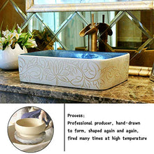 HEIFEN Lavabo Lavabo da appoggio in Ceramica Lavabo da appoggio Lavabo Rettangolare Lavabo da Toilette Classico Retro Style Lavabo 48 * 38 * 15cm C