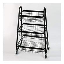 LYM &ripiano di stoccaggio Scaffalature Multifunzione in Metallo Cestino Cucina Soggiorno Camera da Letto 3 Strati Mobile con Ruote Rack Nero Scaffale di Finitura