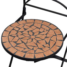 Qnotici 3 Parti Set bistrot Tavolo da Giardino Set da Giardino Set da Balcone mobili da Giardino per Balcone terrazzo Mosaico Ceramica Terracotta