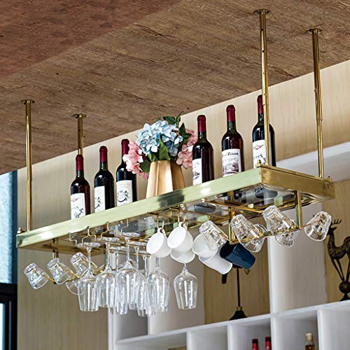 Portabottiglie a soffitto industriale con appendiabiti a tazza Portabottiglie in metallo appeso Accessori per vino Portabottiglie appeso a testa in giù Portabottiglie con laminato in vetro per cucin