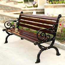 Outdoor Furniture Panchina da Giardino per Esterni Sedia da Parco in Metallo, Panca da Balcone in Legno massello anticorrosivo a 2-3 posti, Robusta Struttura in ghisa antiruggine da 120 cm