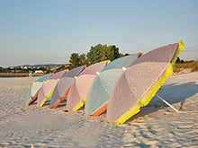 EZPELETA Ombrellone da spiaggia. Leggero e pieghevole in acciaio. 160cm. Protezione solare UPF 50+. Stampa fiori/quadri/righe. Include custodia/borsa. (quadri-Coral)